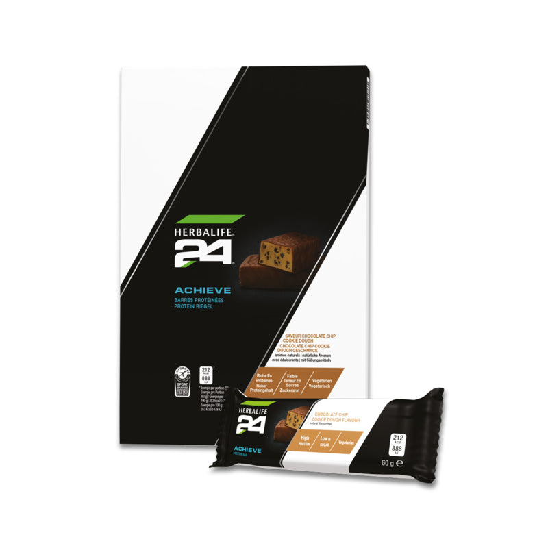 Herbalife H24 Achieve Protein Riegel Chocolate Chip Cookie Dough – 6×60g – Fit with Sebastian