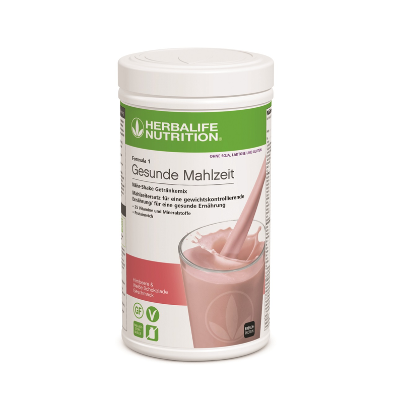 Herbalife Formula 1 Shake Soja, Laktose- & Glutenfrei Himbeere & Weiße Schokolade 500 g – Mahlzeitenersatz-Getränk