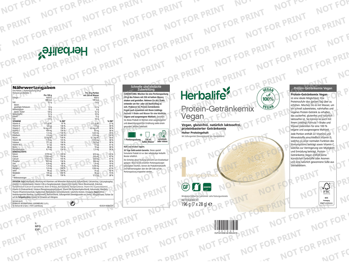 Protein-Getränkemix Vegan 7 Portionspackungen