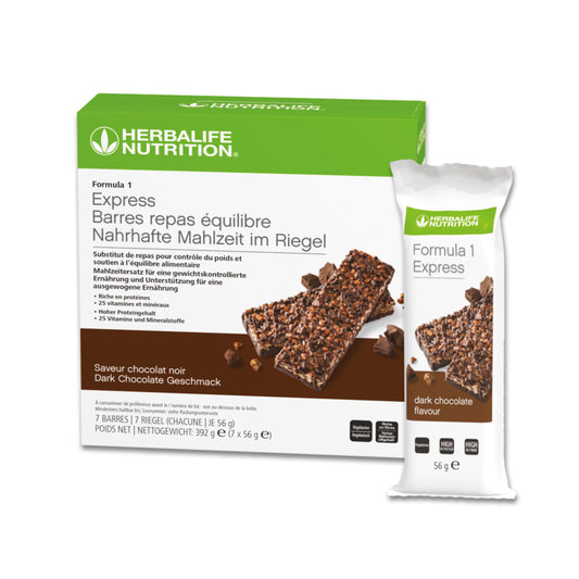 Herbalife Formula 1 Express Riegel Dark Chocolate 7 Riegel à 56 g – Müsliriegel
